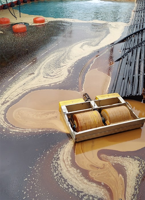 Oil in the Ohmsett tank